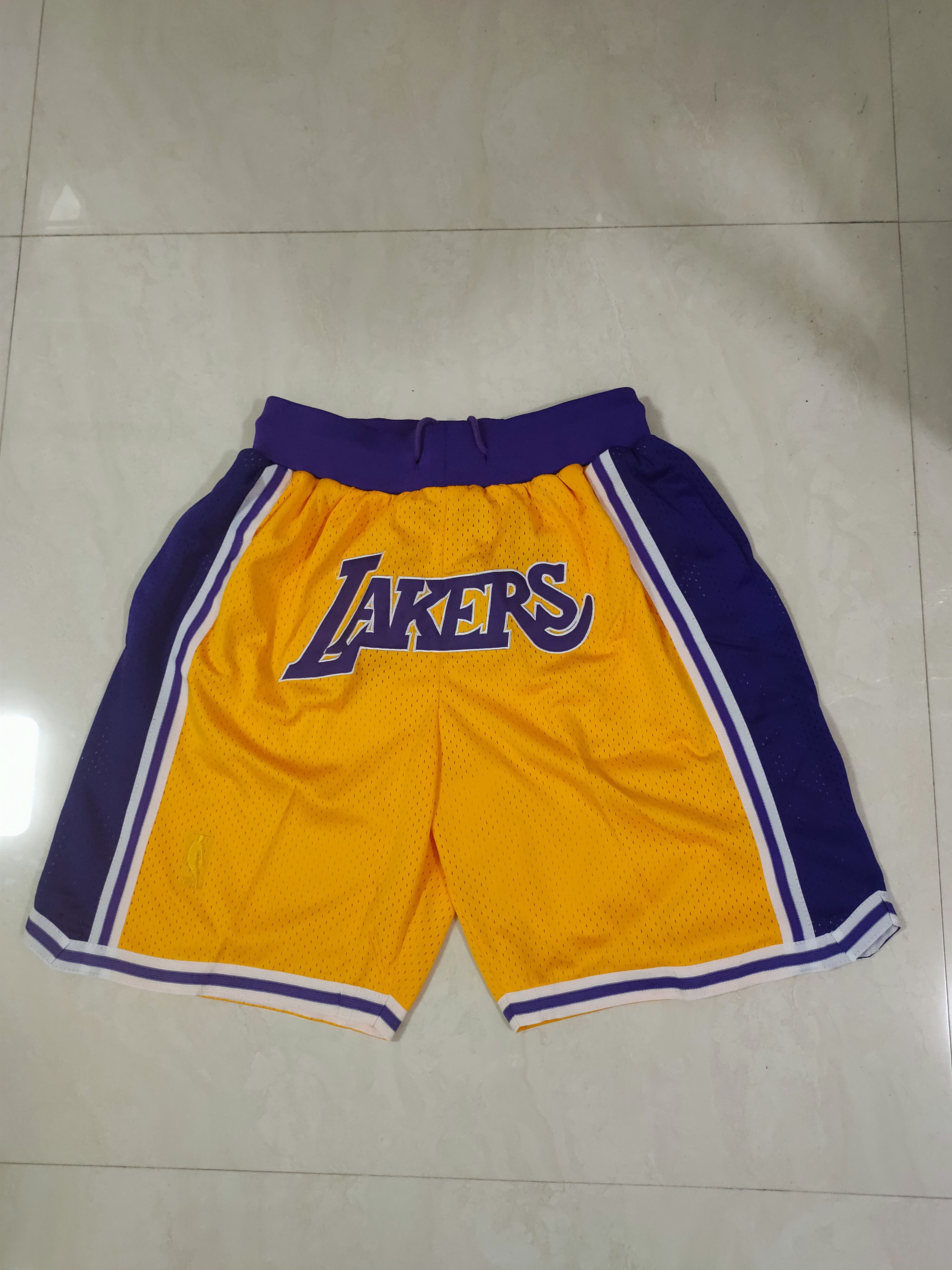Men NBA 2021 Los Angeles Lakers Yellow Shorts 3->los angeles lakers->NBA Jersey